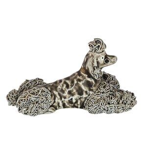 Vintage Grey Spaghetti Poodle Figurine Sculpture Lying Down Japan